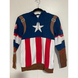 Marvel Captain America Sweatshirt Hoodie Costume Youth SIze L Disney Parks New
